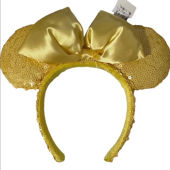 Disney Accessories - Beautiful Disney Yellow Minnie Sequin Ears with Satin Bow